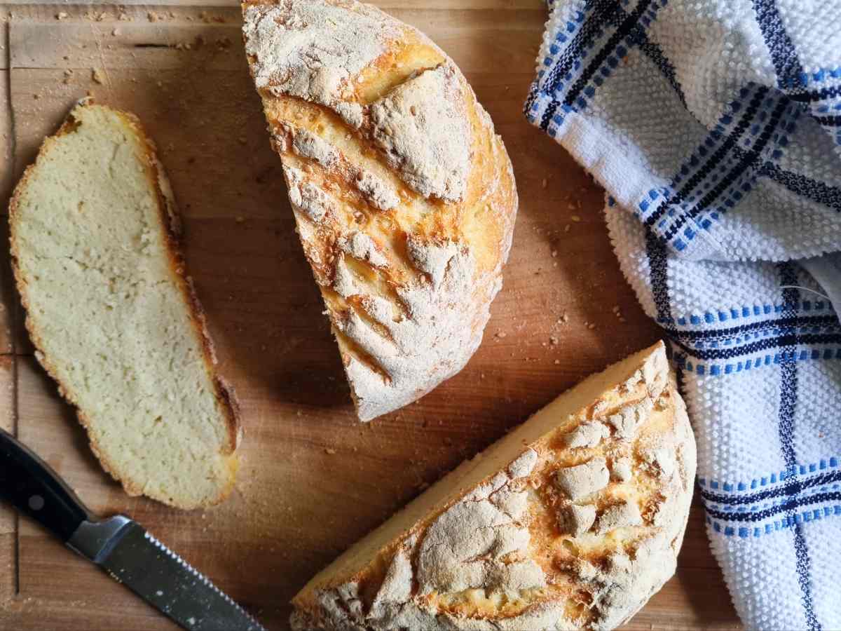 Gluten Free Sourdough Bread Cut in Halves
