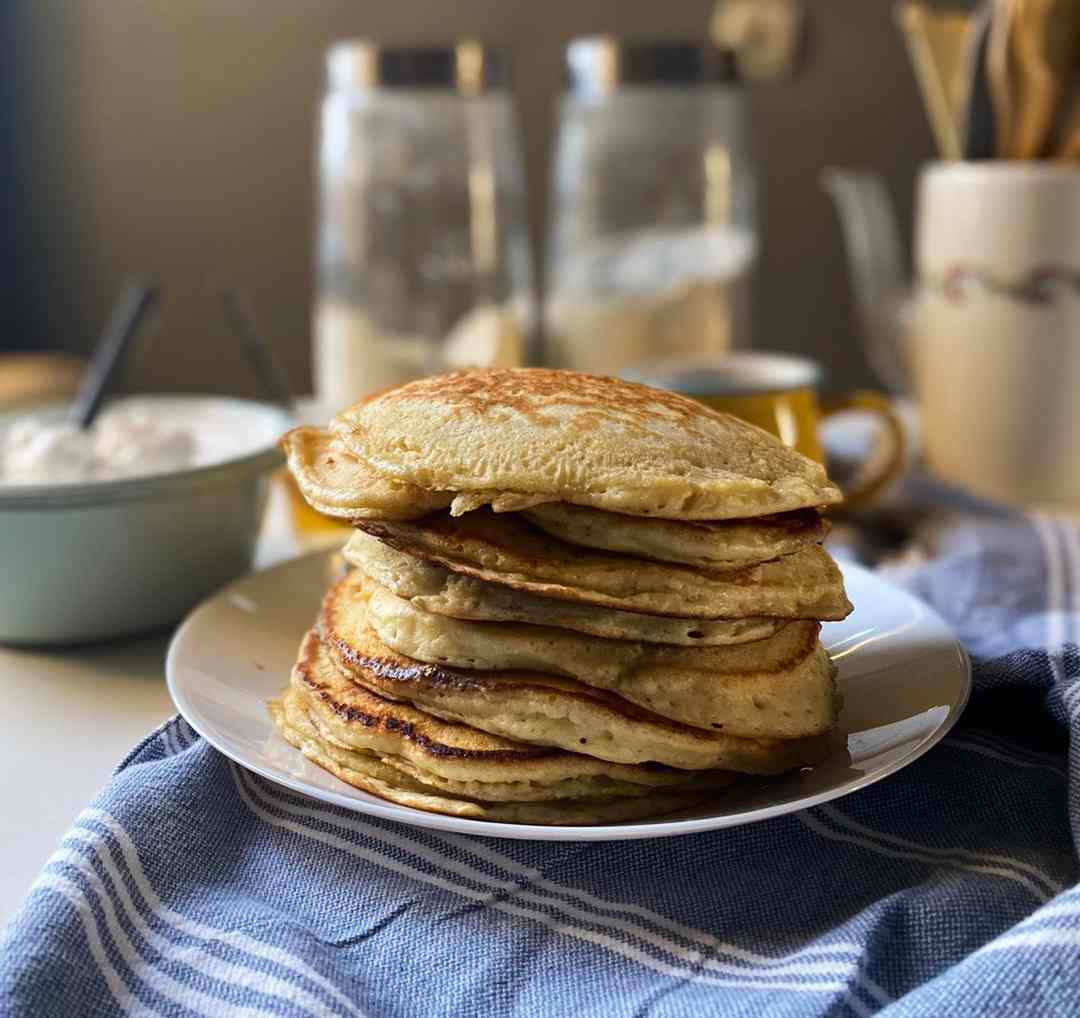 Sourdough Fluffy Pancakes on a Plate