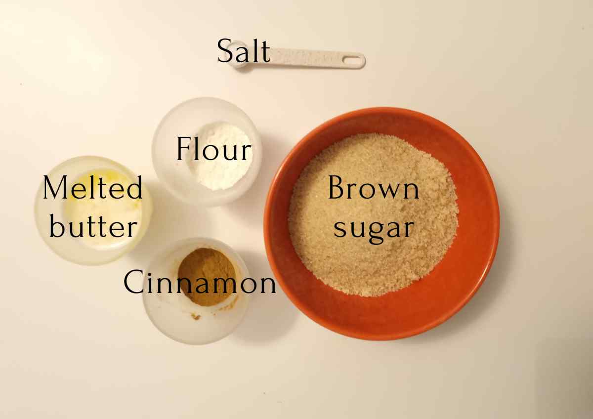 ingredients for sourdough cinnamon babka filling.