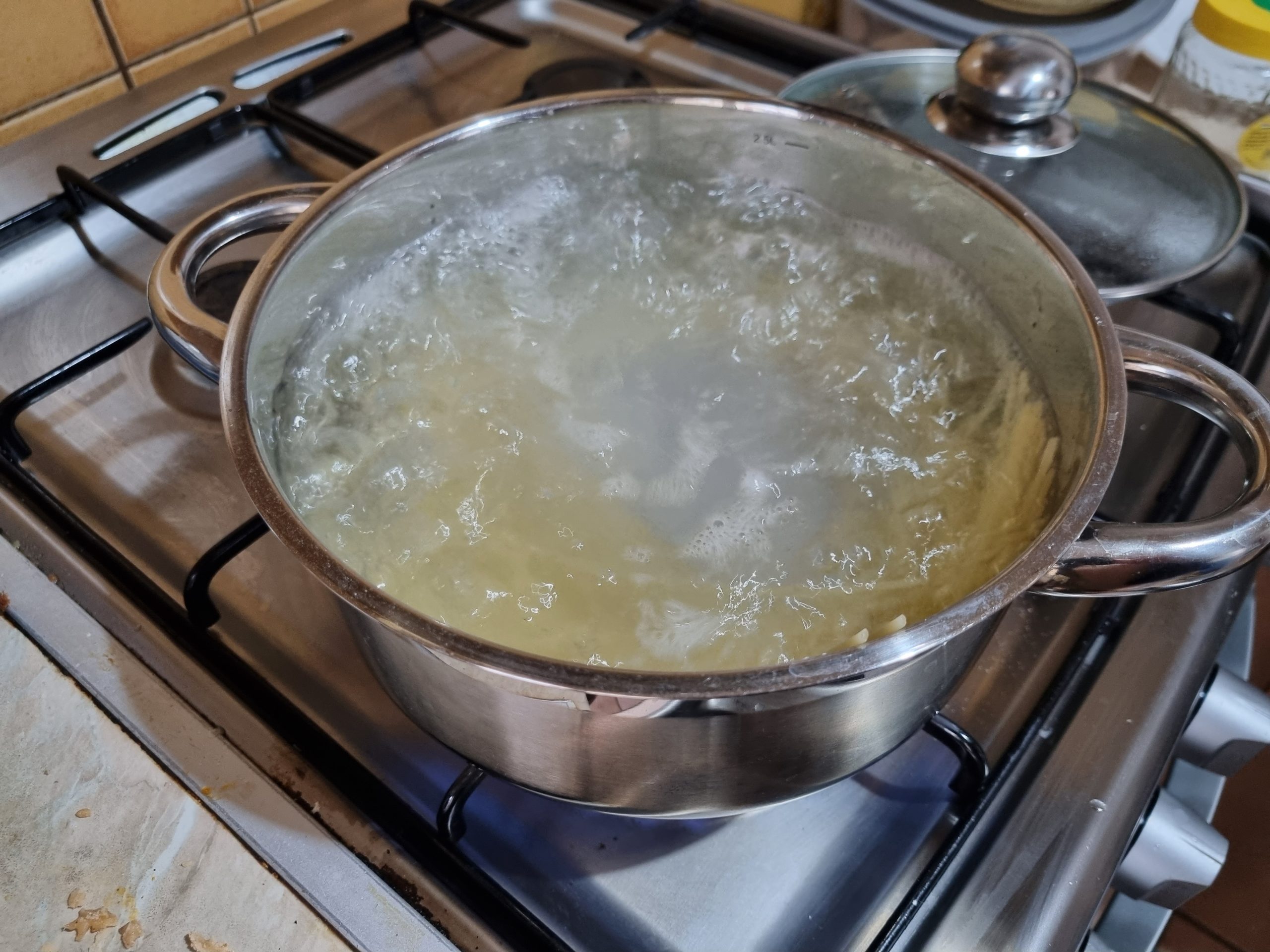 Boiling pasta for Hungarian Poppy Seed Noodles