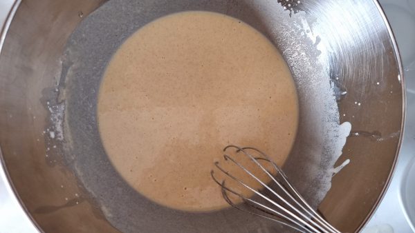 Mixing the batter for gluten free savory crepes
