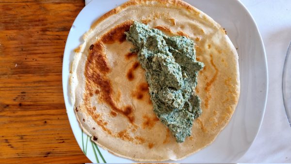 Wrapping the gluten free savory crepes