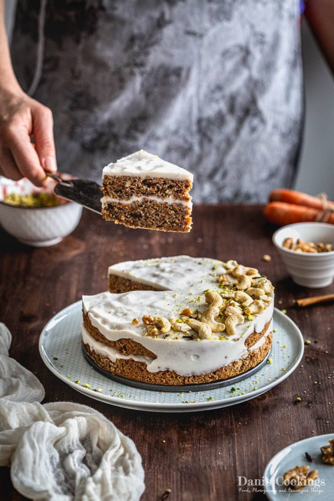 Carrot cake layered with coconut panna cotta