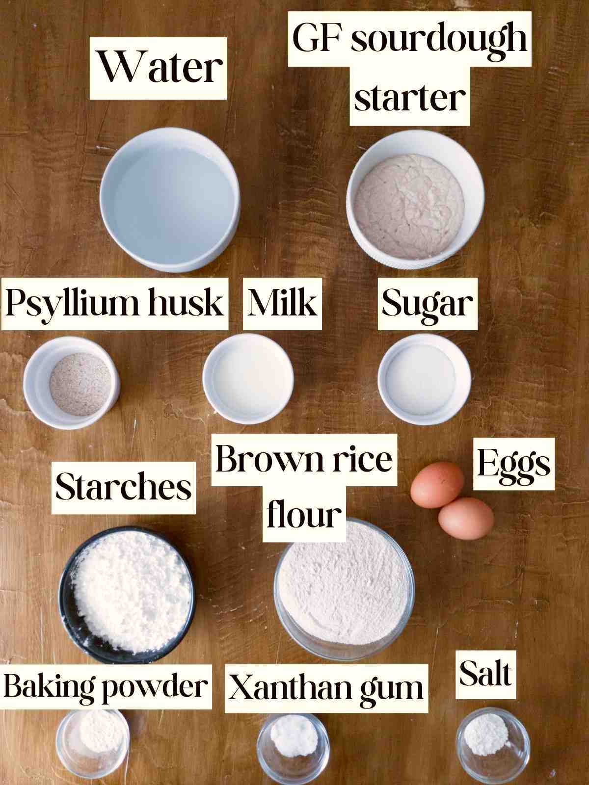 Ingredients on a wooden surface.
