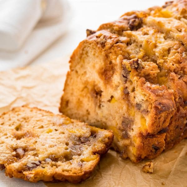 Peach Bread with Pecan Pralines