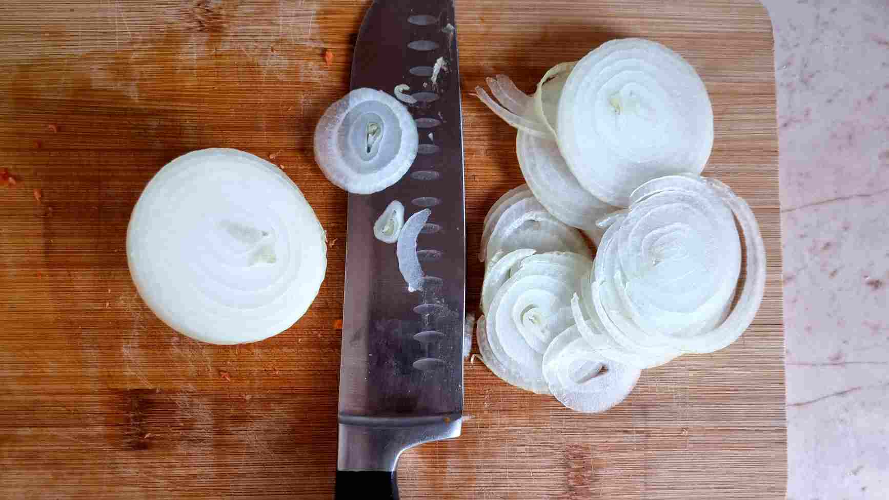 Slice the onions for Hungarian Potato Dish