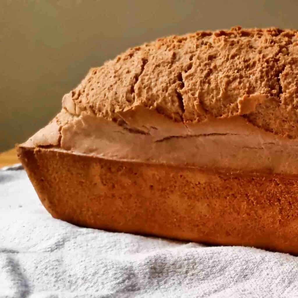 Gluten Free Bread Up Close on a white kitchen towel.