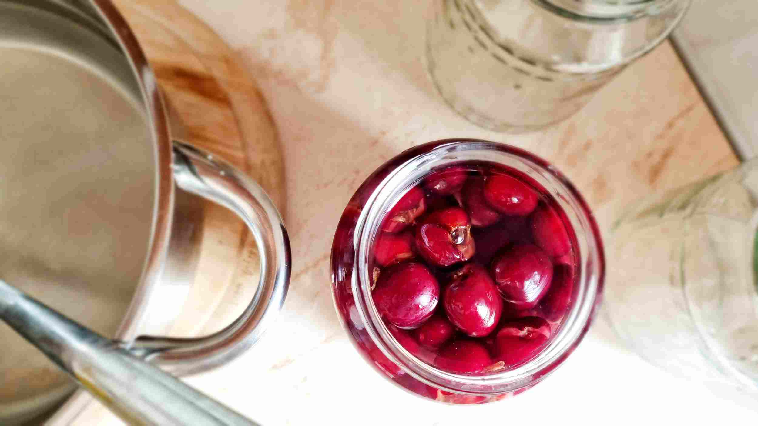 Homemade Canned Cherries Jar