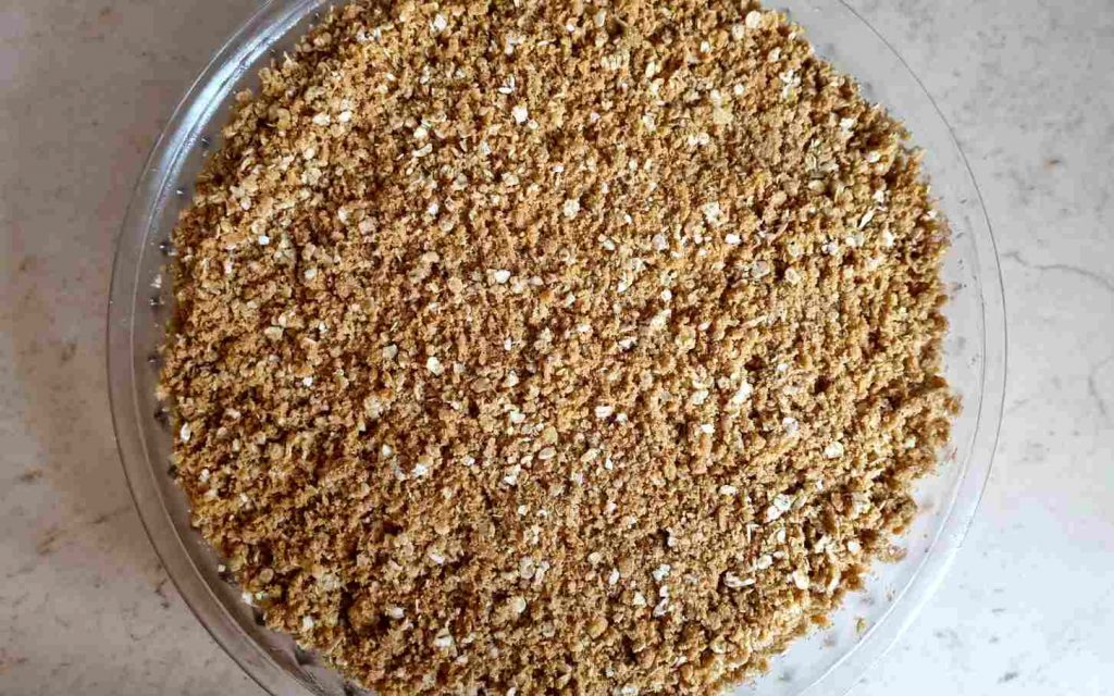 assembling the cherry crumble - topping