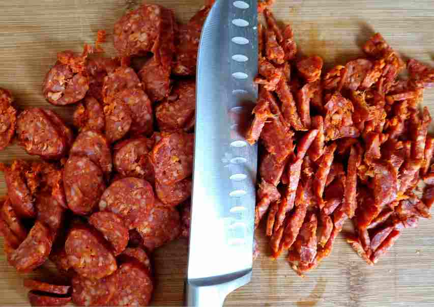 Slice the Sausage for Hungarian Potato Dish