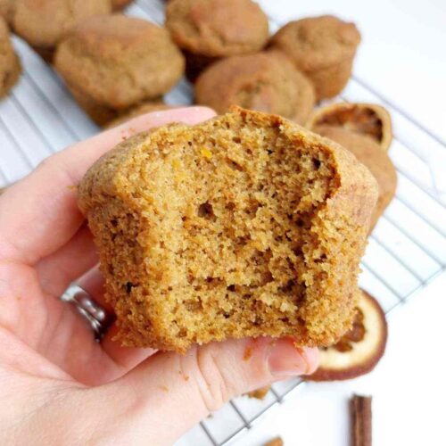 A muffin showing its crumb.