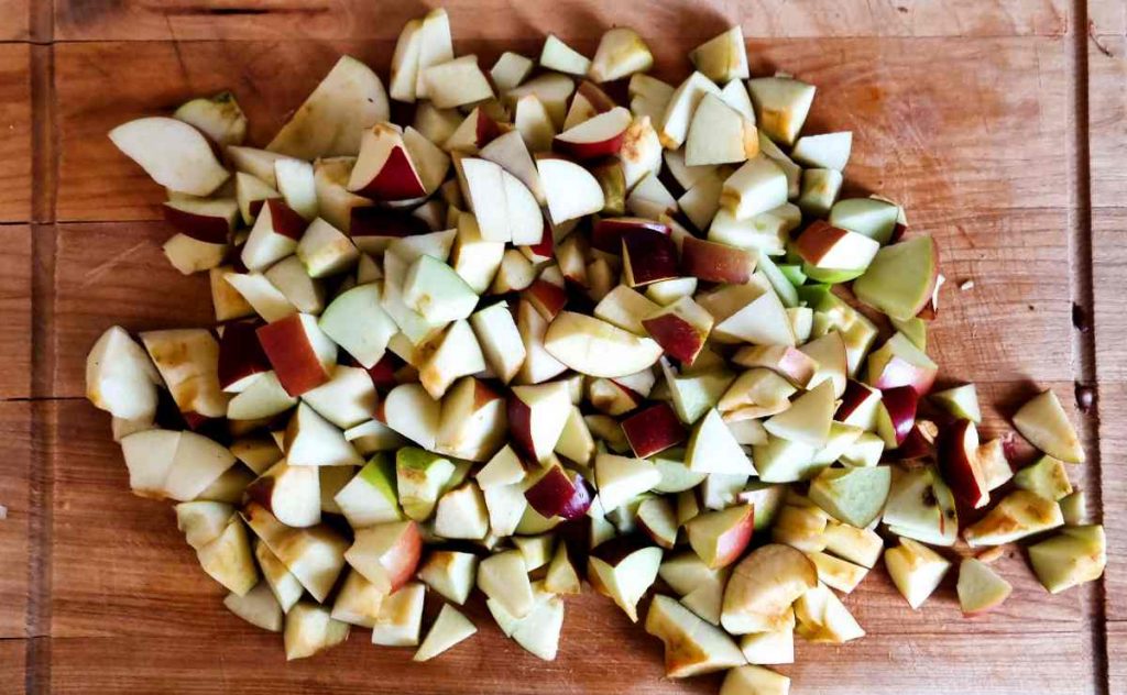 Apples chopped up into small cubes