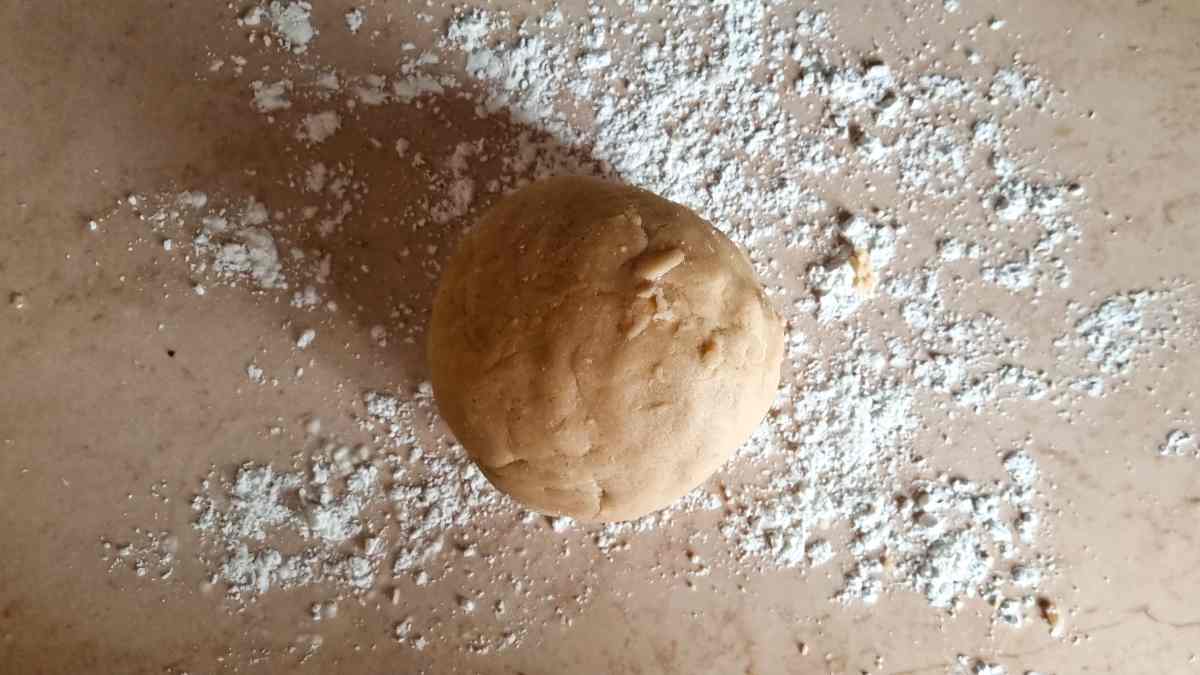 Dough shaped into a ball.