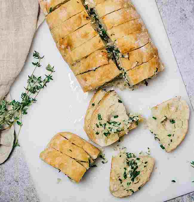 Garlic bread for broccoli soup.