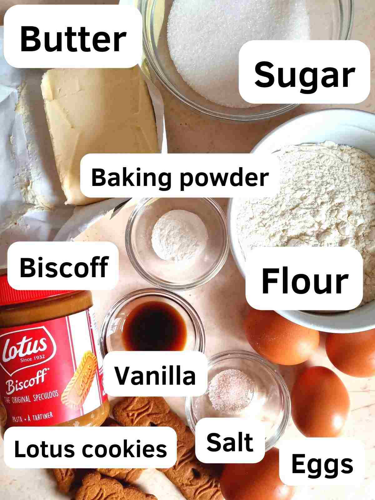 Ingredients for the cake Sponges.