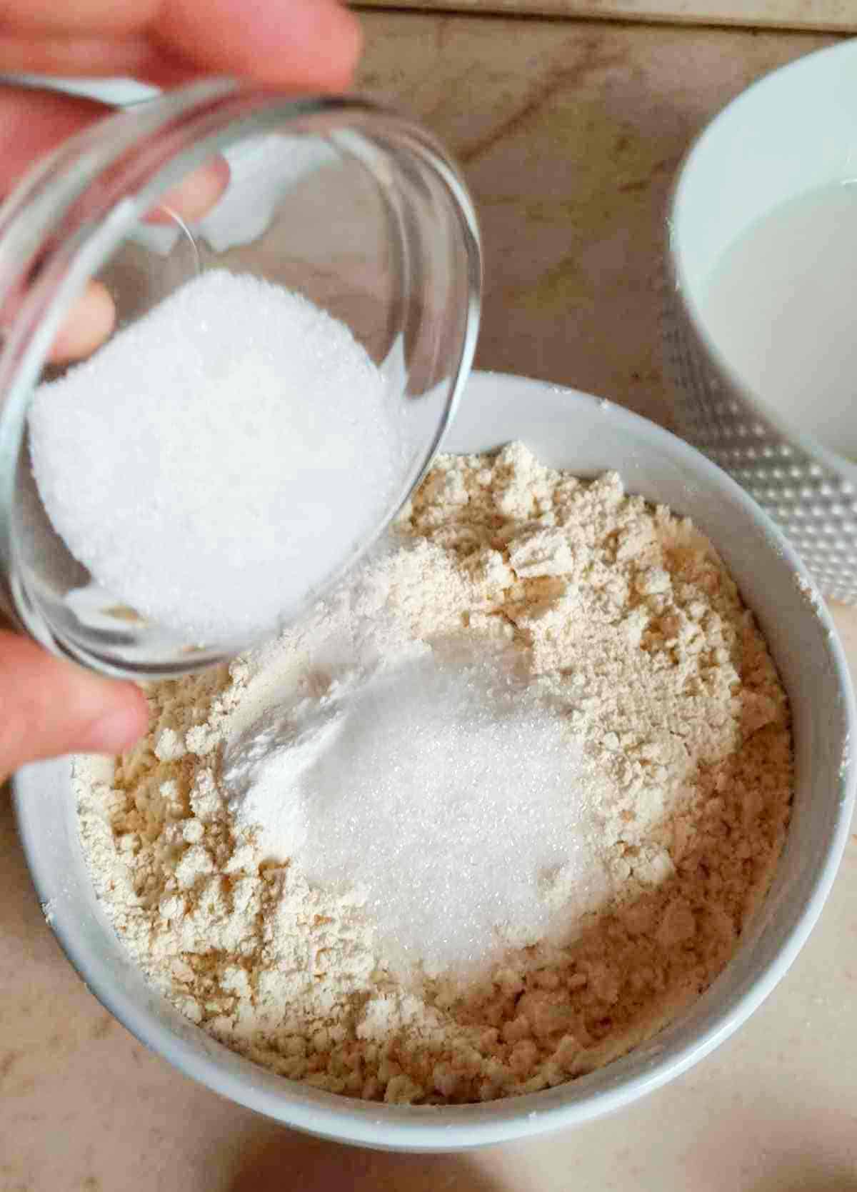 mixing the dry ingredients in a bowl.