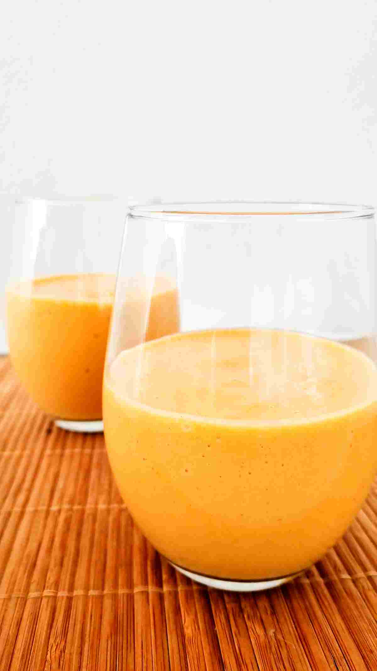 Butternut Squash smoothies in glasses.