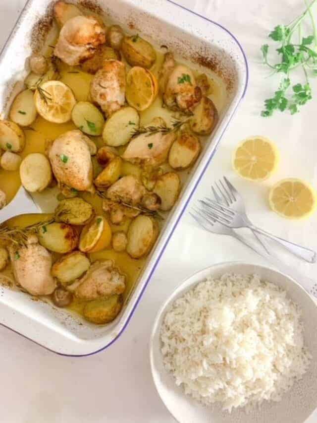 Lemon Chicken in a casserole dish.