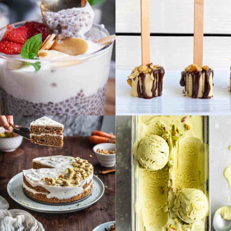Sugar and dairy free desserts in 4 squares.