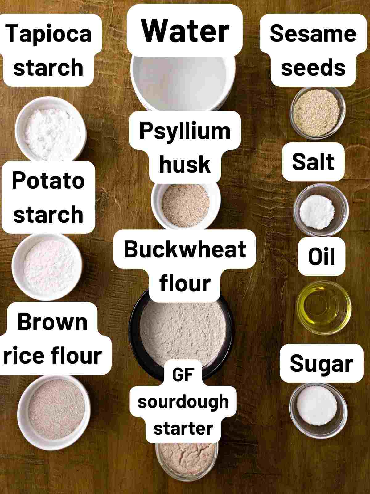 Ingredients on a wooden surface.