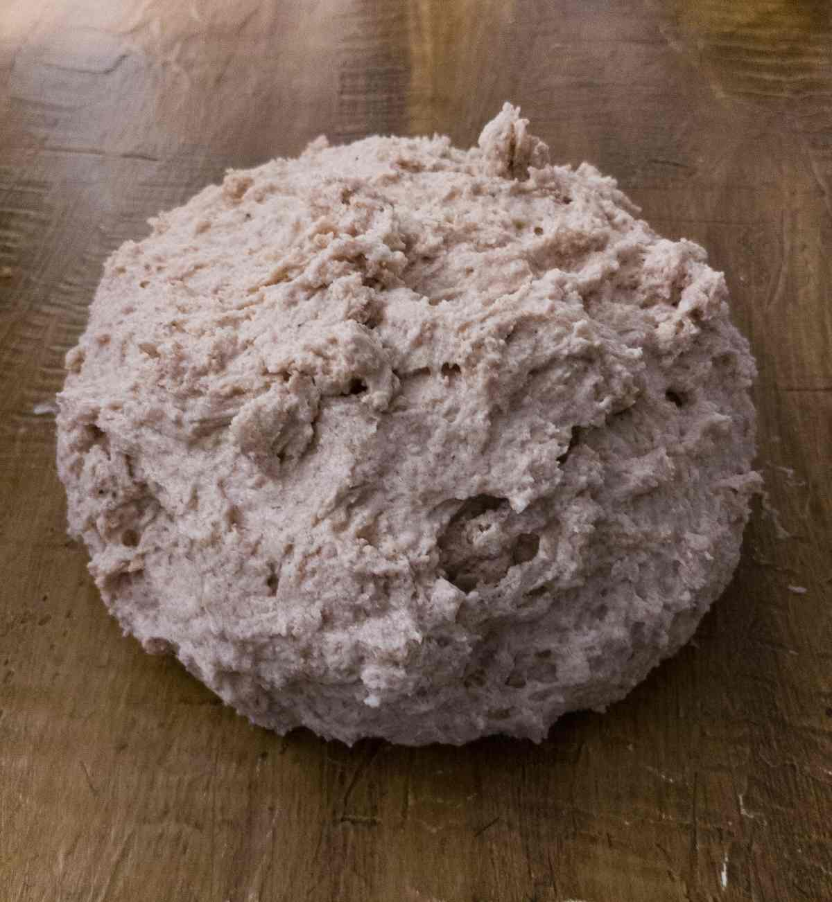 Shaped dough for buckwheat sourdough.