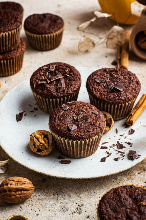 Pumpkin muffins on a plate.