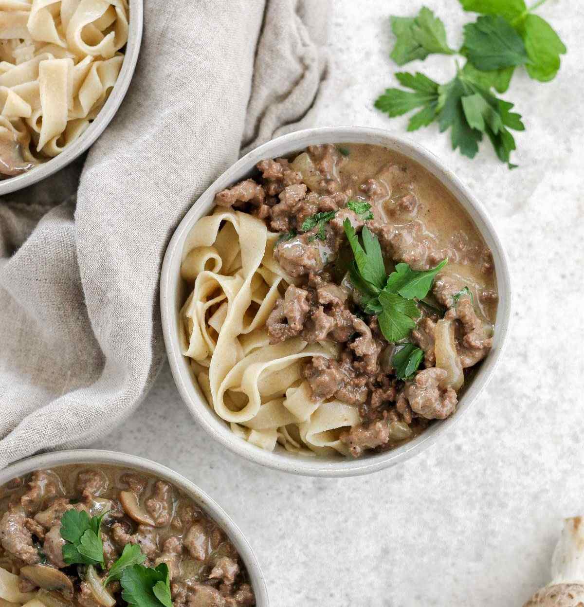 Gluten-free dairy free beef stroganof.