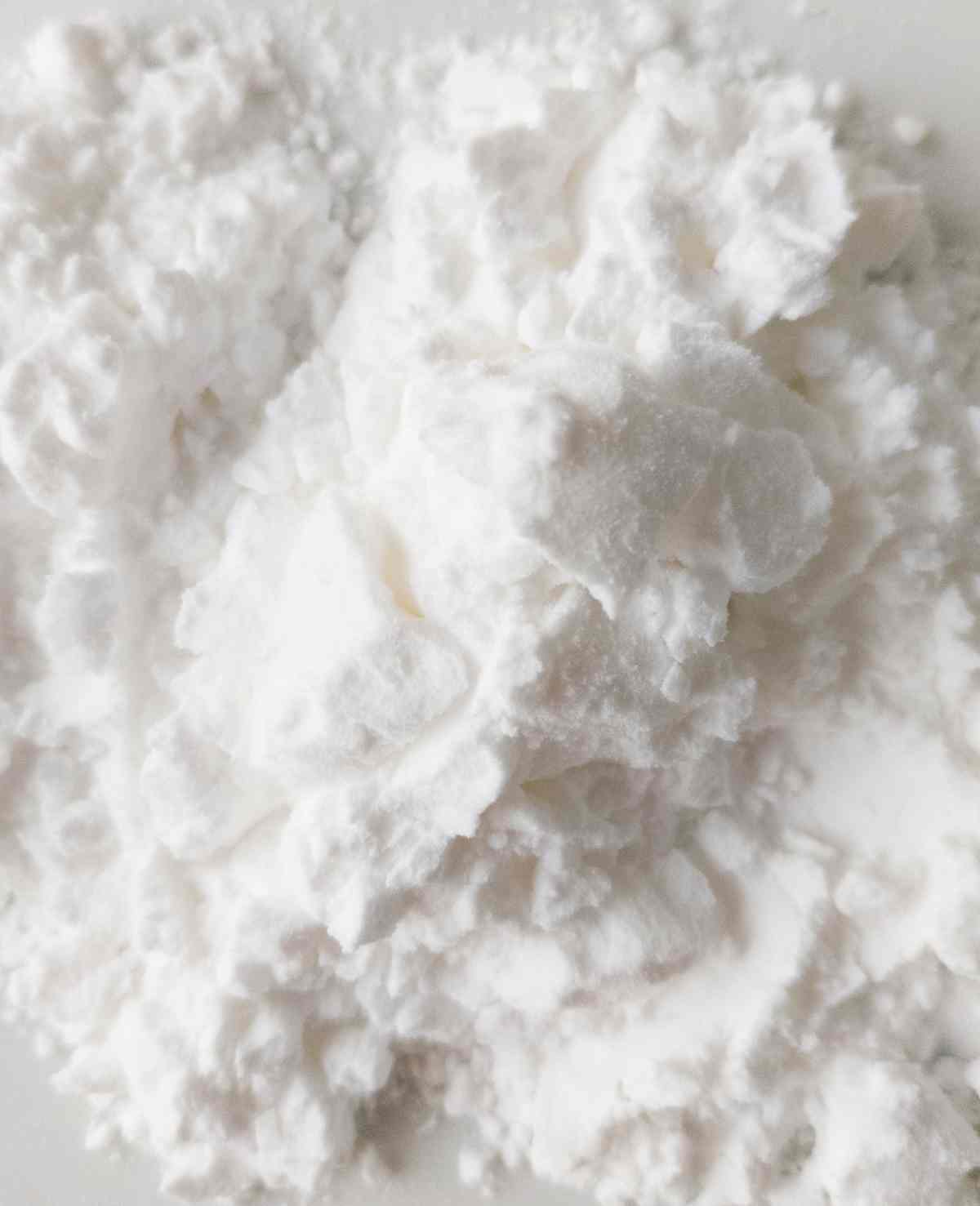 Cornstarch on the table up close.