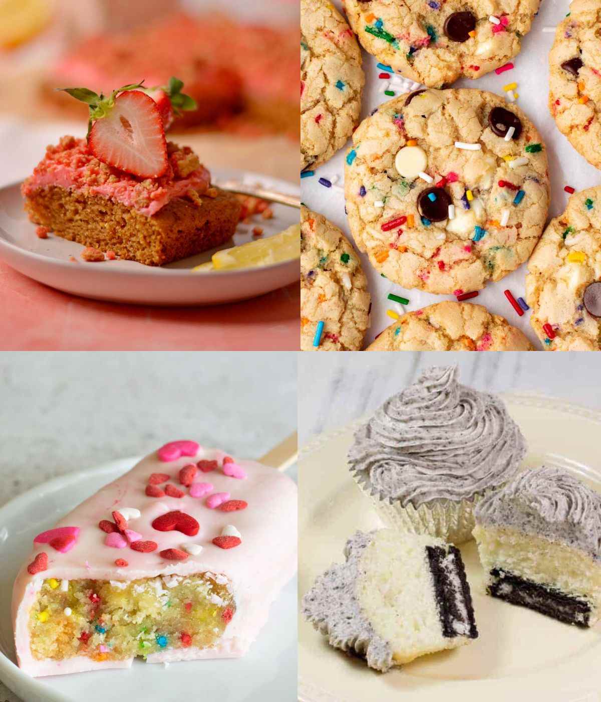 Four gluten-free cake mix recipes in a collage.