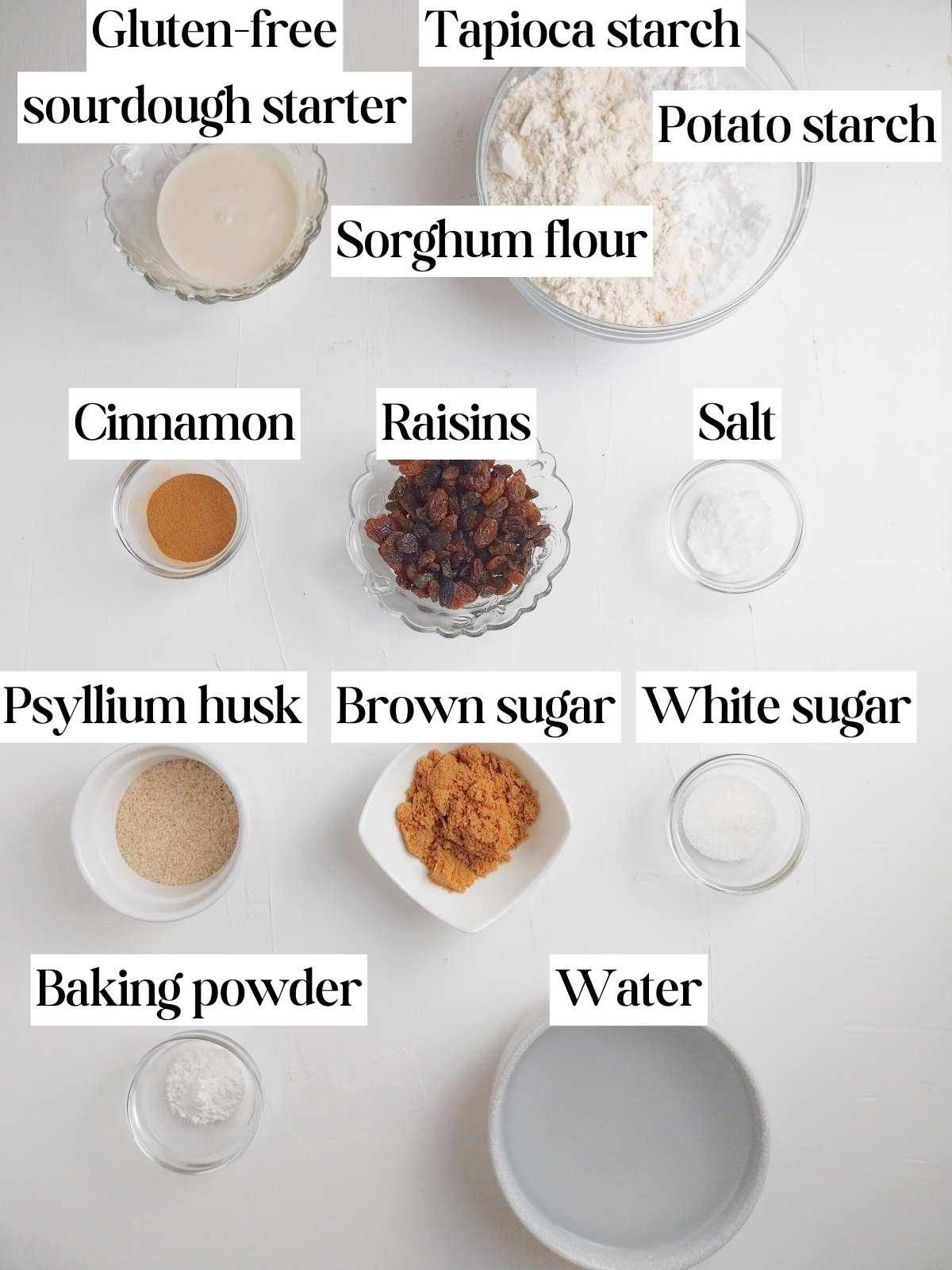 Ingredients on a white surface.