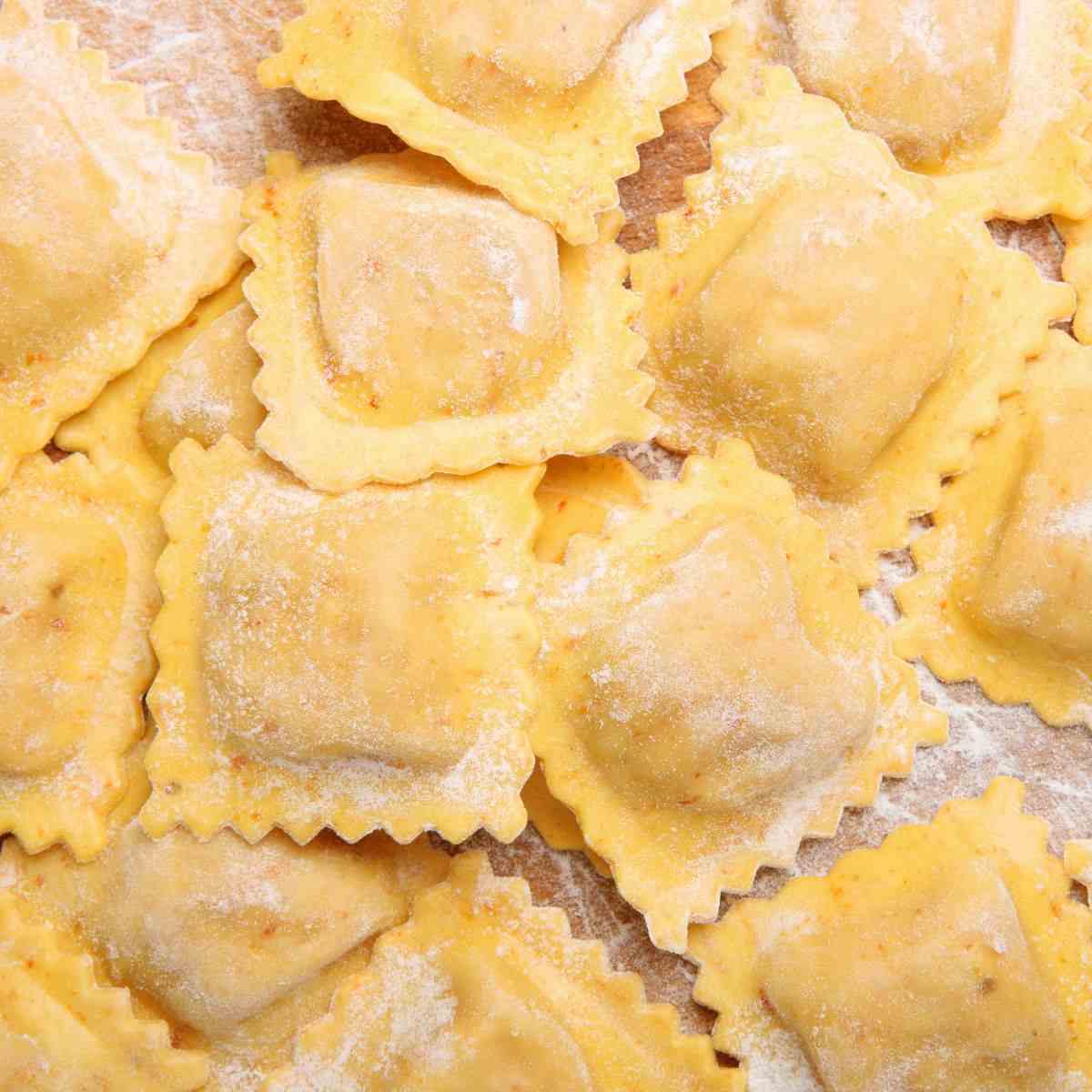 Italian Ravioli up close, the background is not seen.