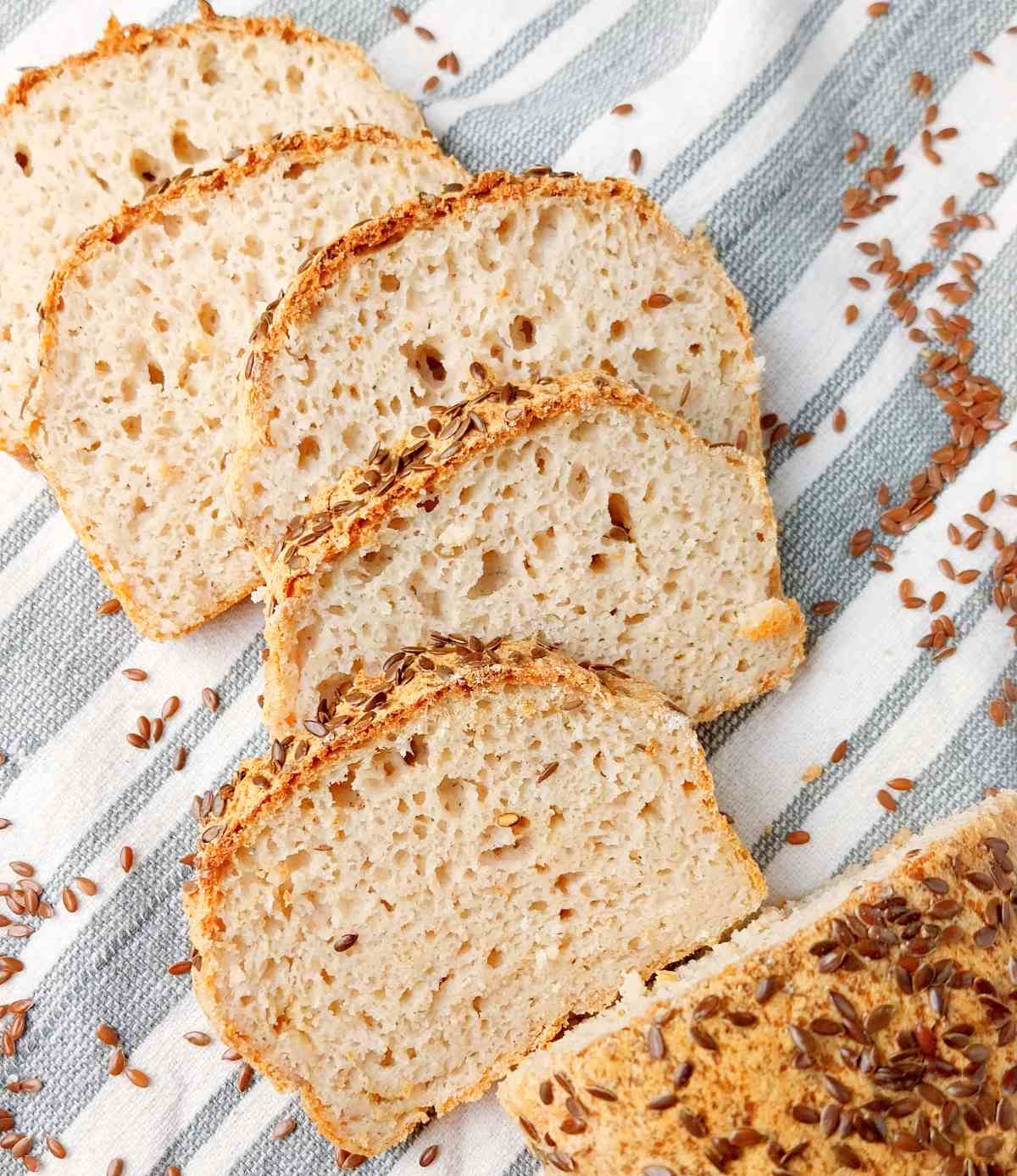 Brown rice bread sliced.