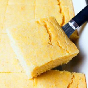 A slice of a gluten-free sourdough cornbread.