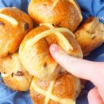 Gluten-free hot cross buns up close.