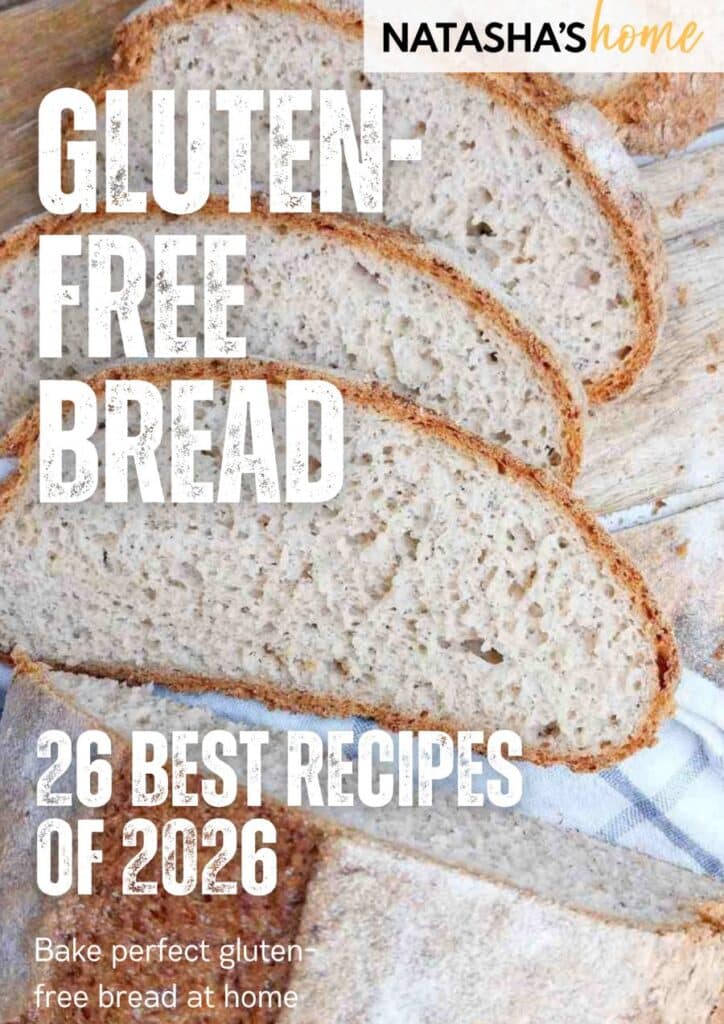 Ebook cover with a sliced loaf of gluten-free bread on a wooden surface.