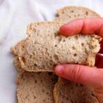 A slice of the yeast-free bread.