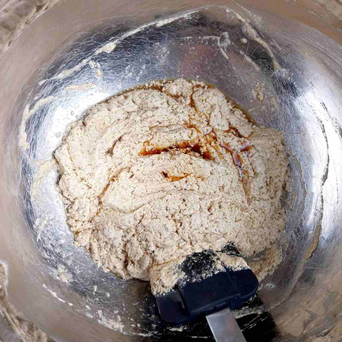 The separated batter after adding cold eggs.