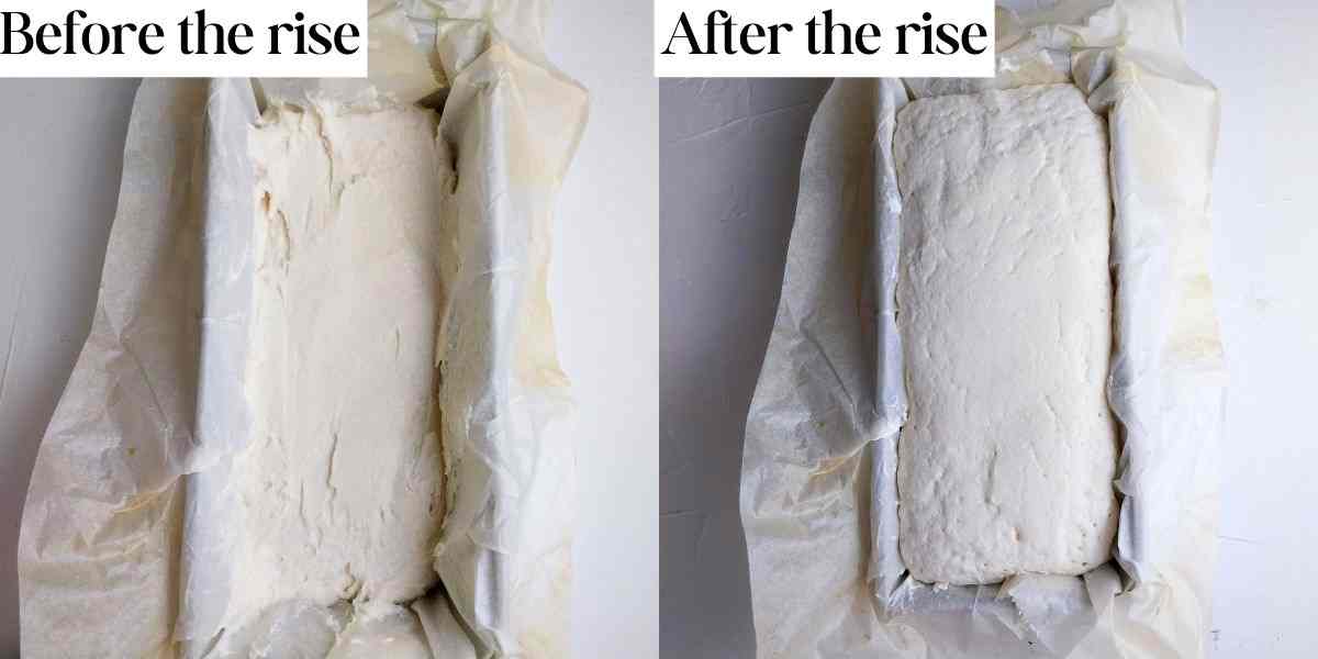 Before and after the rise of the dough.