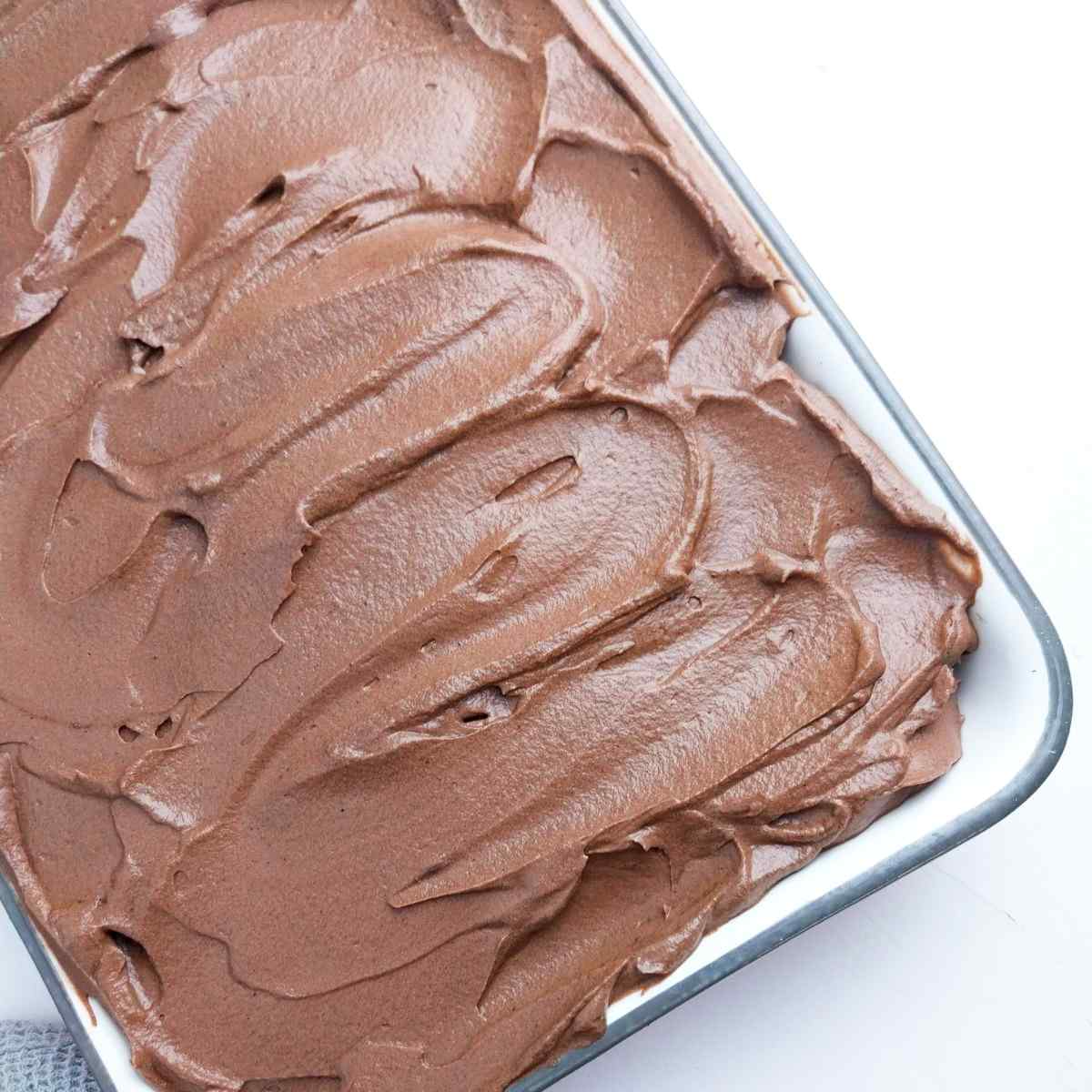 gluten-free chocolate cake in a baking dish.