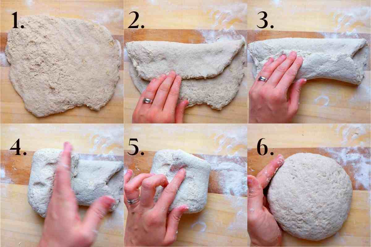 Six steps in shaping the dough.