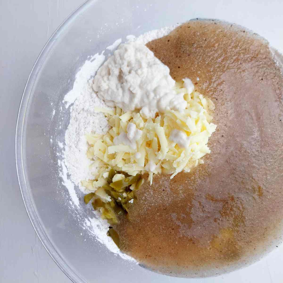All ingredients in a mixing bowl.