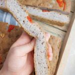 A slice of buckwheat focaccia.