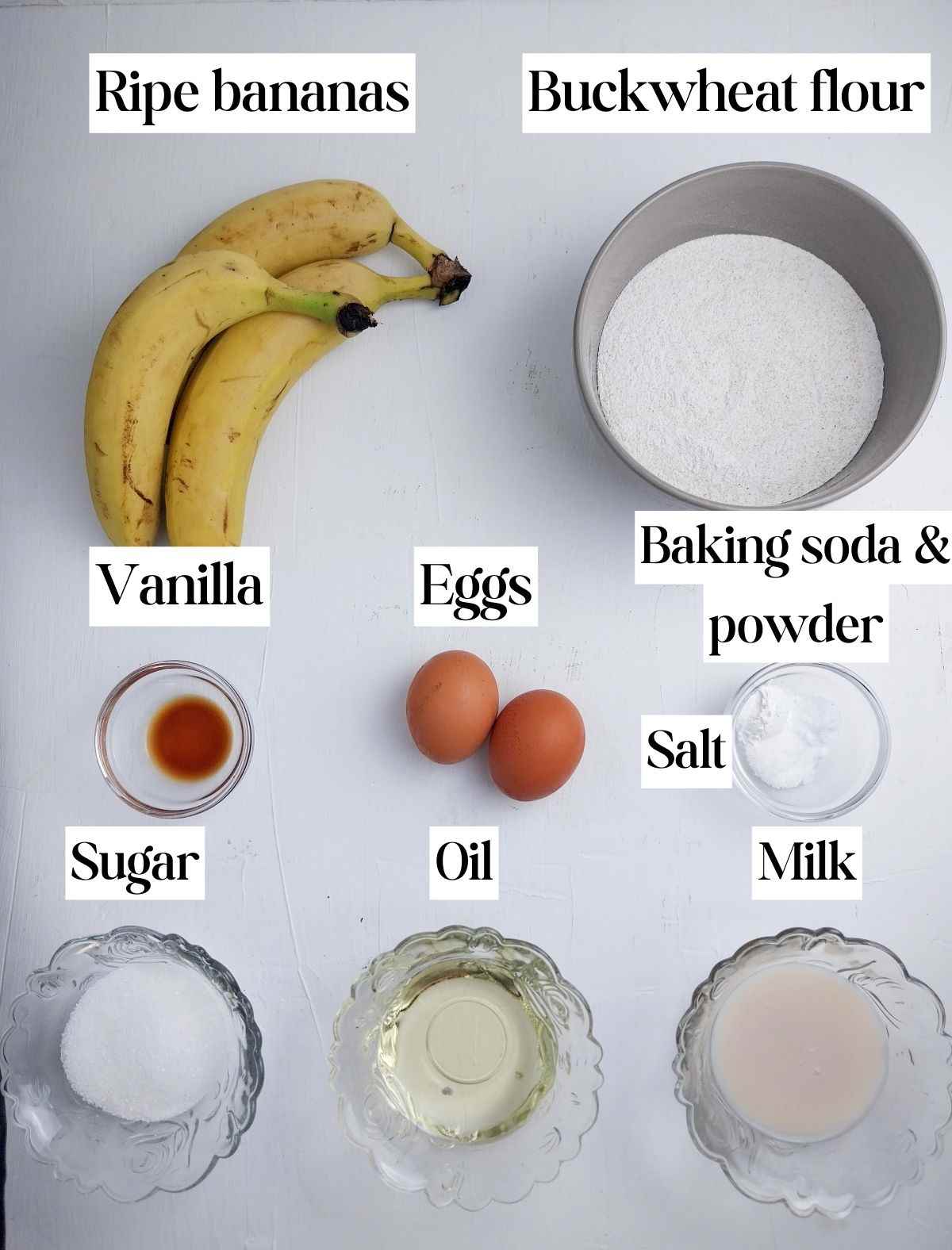 All the ingredients on a white surface.