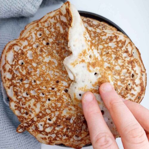 Buckwheat cake folded on itself.