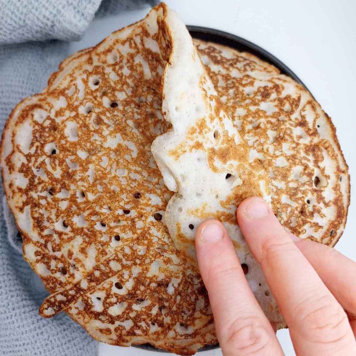 Buckwheat cake folded on itself.