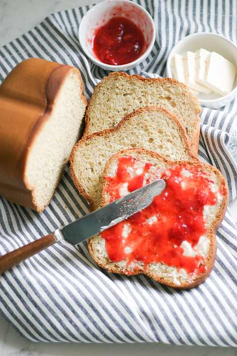 Slices of bread with jam.