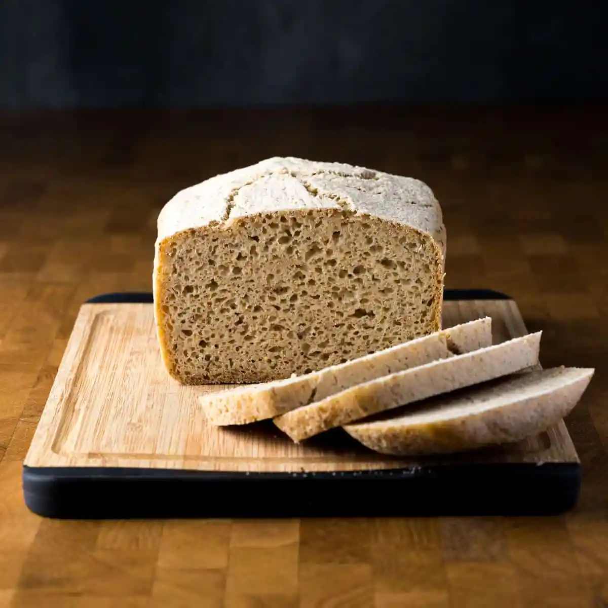 A loaf of bread, sliced.