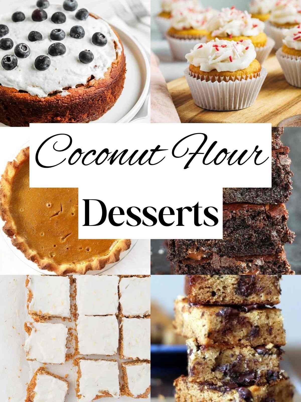 A collage of coconut flour desserts.